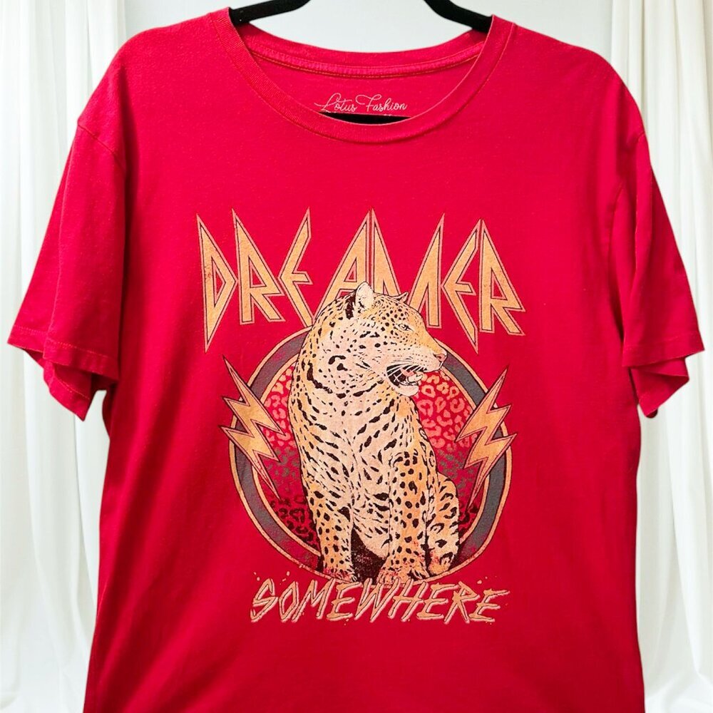 Vintage Def Lepard Red Tee T-Shirt Dreamer Somewhere Size M